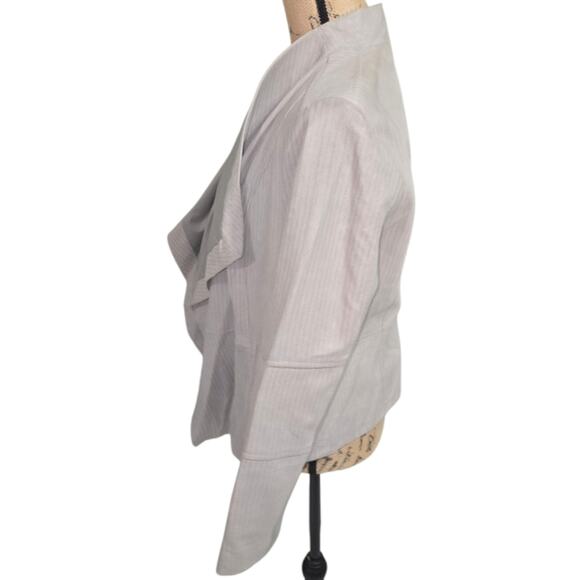 G.I.L.I. Got It Love It Elegant Gray Leather Waterfall Women's‎ Jacket Size 10 - Picture 4 of 12